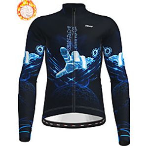 21Grams Men's Long Sleeve Cycling Jacket Winter Fleece Dark Navy Bike Jacket Top Mountain Bike MTB Road Bike Cycling Thermal Warm Fleece Lining Breathable Sports Clothing Apparel / Stretchy miniinthebox