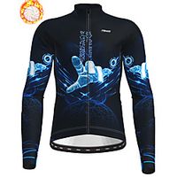 21Grams Men's Long Sleeve Cycling Jacket Winter Fleece Dark Navy Bike Jacket Top Mountain Bike MTB Road Bike Cycling Thermal Warm Fleece Lining Breathable Sports Clothing Apparel / Stretchy miniinthebox - thumbnail