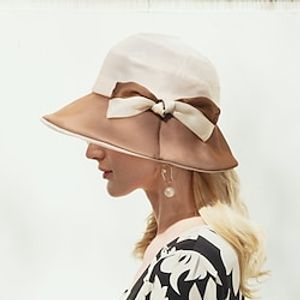 Hats Ice Silk Bucket Hat Floppy Hat Sun Hat Wedding Tea Party Elegant Wedding With Bowknot Splicing Headpiece Headwear Lightinthebox