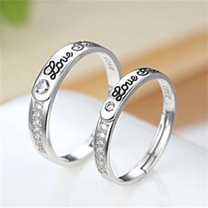 Ring Cubic Zirconia Mismatched Silver Copper Silver-Plated Letter Stylish Artistic Simple 1pc Adjustable / Couple's / Open Cuff Ring / Adjustable Ring miniinthebox