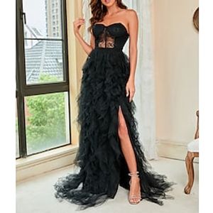 Women's Party Dress Swing Dress Long Dress Maxi Dress Black Red Sleeveless Pure Color Lace Fall Spring Summer Strapless Modern Party Wedding Guest 2023 S M L XL XXL 3XL 4XL 5XL miniinthebox
