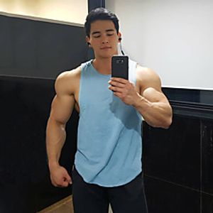 Men's Sleeveless Running Tank Top Tee Tshirt Top Athletic Athleisure Summer Cotton Breathable Soft Sweat wicking Gym Workout Running Active Training Jogging Exercise Sportswear Solid Colored Normal Lightinthebox