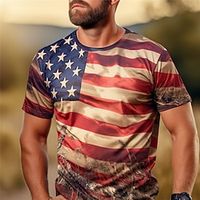 Graphic American Flag Daily Designer Casual Men's 3D Print T shirt Tee Sports Outdoor Holiday Going out T shirt Red  White Short Sleeve Crew Neck Shirt Spring  Summer Clothing Apparel S M L XL 2XL Lightinthebox - thumbnail