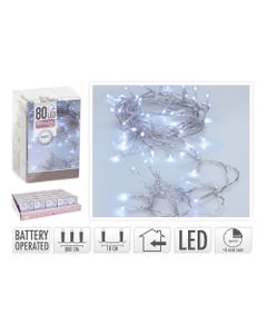 Homesmiths Christmas LED Lights Bo White Timer Set of 80