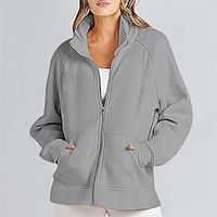 Women's Hoodie Jacket Winter Zip up Drawstring Sweatshirt Fall Windproof Warm Stand Collar Fashion Daily Outerwear Long Sleeve Winter Grey Blue Black Lightinthebox - thumbnail