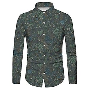 Men's Shirt Floral Graphic Prints Turndown Light Purple Gray 3D Print Outdoor Street Long Sleeve Button-Down Print Clothing Apparel Fashion Designer Casual Soft Lightinthebox