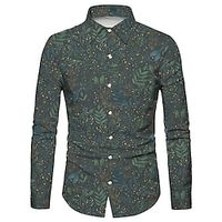 Men's Shirt Floral Graphic Prints Turndown Light Purple Gray 3D Print Outdoor Street Long Sleeve Button-Down Print Clothing Apparel Fashion Designer Casual Soft Lightinthebox - thumbnail