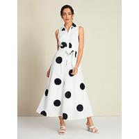 Polka Dot Sleeveless Tie Belt Maxi Dress - thumbnail