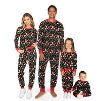 Family Christmas Pajamas Graphic Home Print Black Long Sleeve Mommy And Me Outfits Active Matching Outfits miniinthebox - thumbnail