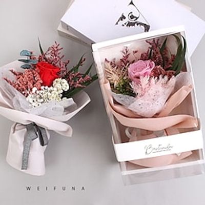 1pcs Valentine's Day Eternal Flower Rose Gift Box Dried Flower Bouquet Real Flower Girl's Birthday Valentine's Day Gift. miniinthebox