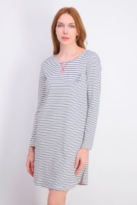 Womens Stripe Nightdress  White/Dark blue