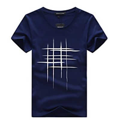 Men's T shirt Other Prints Curve Geometry Print Long Sleeve Casual Tops Basic Fashion White Black Blue miniinthebox
