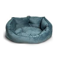 Regalia Velvet Deluxe Slumber Non-Slip Dog Bed - Aqua-76cm