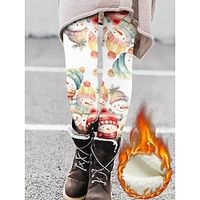Women's Fleece-lined Leggings Full Length Winter Leggings High Waist Active Streetwear Christmas Vacation White Green S M Fall  Winter Lightinthebox - thumbnail