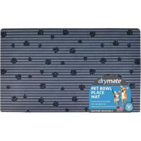 Drymate Pet Bowl Placemat Grey Stripe / Black Paw 12 x 20 inch/30 cm x 50 cm - thumbnail