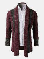 Stitching Color Slim Fit Knitted Cardigans