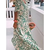 Women's Casual Dress Swing Dress Green Dress Floral Print V Neck Long Dress Maxi Dress Elegant Bohemia Daily Date Short Sleeve Summer Spring Lightinthebox