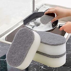 Kitchen Cleaning Products Double-Sided Sponge Scrubber Pot Dishwasher Double-Layer Composite Sponge Cleaning Cloth Cloth Lightinthebox