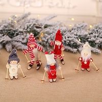 Stocking Stuffers for Kids Christmas Wooden Ski Doll Doll Children's Doll House Toy Mini Doll Christmas Tree Pendant miniinthebox - thumbnail