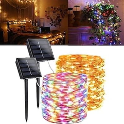 Outdoor Solar String Lights, Solar Powered Fairy Lights With 8 Modes Waterproof Decoration Copper Wire Lights For Patio Yard Trees Christmas Wedding Party miniinthebox