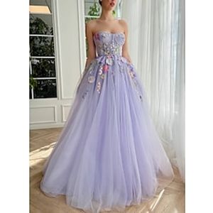 Ball Gown Evening Gown Corsets Dress Birthday Floor Length Sleeveless Strapless Bridesmaid Dress Tulle with Appliques 2023 Lightinthebox