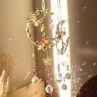 1pc Amethyst Star Moon Love Crystal Sun Catcher Leaf Butterfly Crystal Hanging Prism Sun Catchers For Window Home Decor miniinthebox
