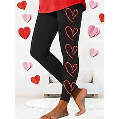 Women's Leggings Long High Cut High Waist Active Fashion Valentine's Day Festival Black Pink S M Spring Lightinthebox
