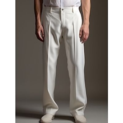Men's Dress Pants Trousers Suit Pants Zipper Button Pocket Plain Comfort Breathable Outdoor Daily Going out Fashion Casual Black White miniinthebox