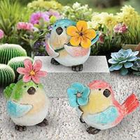 Colorful Bird Ornament With Flowers Hand Painted Resin Animals Statues Holiday Decor Home Garden Table Decoration Bird Figurine Crutches Ornament Lightinthebox