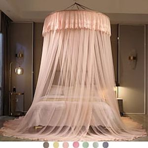 Princess Bed Canopy for Girls Double Layer Sheer Mesh Dome Elegant Embroidery  Mosquito Net Bed Curtain for Full Queen King Bedfor wedding Lightinthebox
