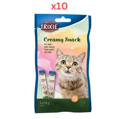 Trixie Creamy Snack With Chicken Cat Treats 5X14G (Pack of 10)