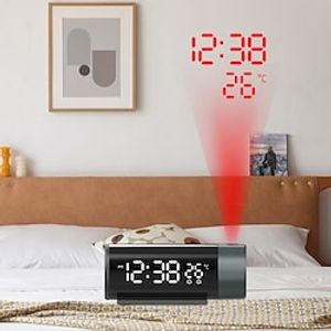 Digital Projection Alarm Clock With Temperature 180°Rotation USB Electronic Table Bedroom Bedside Clocks 3D Wall Snooze Function miniinthebox