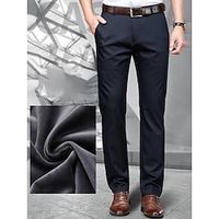 Men's Dress Pants Fleece Pants Winter Pants Trousers Suit Pants Pocket Plain Comfort Breathable Outdoor Daily Going out Fashion Casual Black Dusty Blue miniinthebox - thumbnail