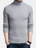 Mens Winter Knitting Sweater Woolen Blend Thick Warm High Collar Long Sleeve Tops