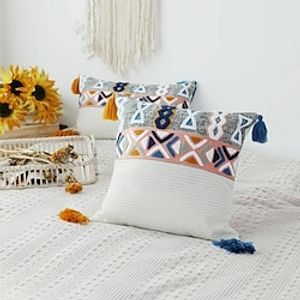 Nordic Moroccan Ins Style Cushion Tufted Soft and Comfortable Waist Pillow Cotton Tassel Pendant Pillowcase Lightinthebox
