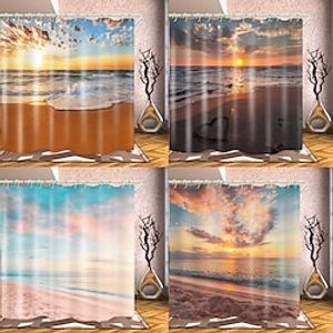 Bathroom Deco Shower Curtain with Hooks Bathroom Decor Waterproof Fabric Shower Curtain Set with12 Pack Plastic Hooks Lightinthebox