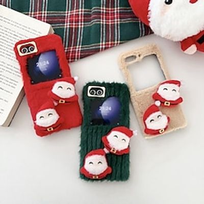 Phone Case For Samsung Galaxy Z Flip 5 Z Flip 4 Christmas Back Cover Shockproof Christmas Plush TPU Plush miniinthebox