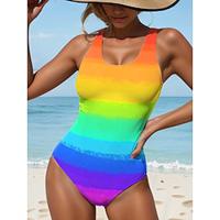 Women's Swimwear One Piece Ombre Beach Rainbow Color Gradient Lightinthebox