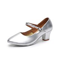 Women's Modern Dance Shoes Dance Shoes Ballroom Dance Rumba Dancesport Shoes Party Collections Party / Evening Professional Thick Heel Round Toe Buckle Adults' Silver Black Fuchsia Lightinthebox