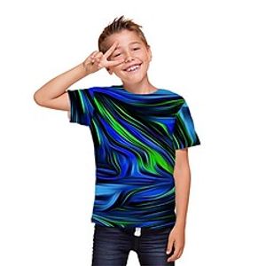 Kids Boys T shirt Short Sleeve 3D Print Gradient Crewneck Green Blue Children Tops Spring Summer Active Fashion Daily Daily Outdoor Regular Fit 3-12 Years Lightinthebox