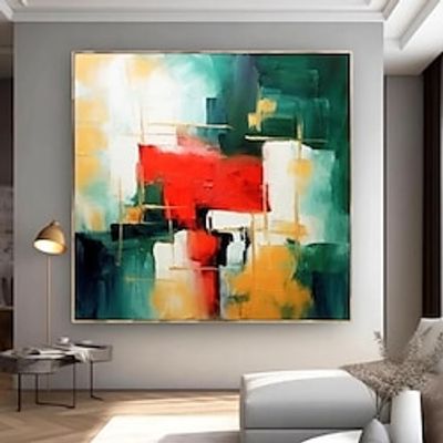 Modern Knife Painting HandPainted Texture Colorful Abstract Wall Art Handmade Oil Painting On Canvas Home Wall Decor Rolled Canvas (No Frame) Lightinthebox