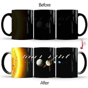 Color Changing Sublimation Mugs, 12 Oz Ceramic Heated Coffee Cup, Novelty Starry Solar System Mug Set, Heat Changing Magic Mug Gift for Kids, Friends and Lover Lightinthebox