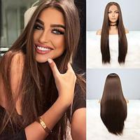 Synthetic Lace Wig Straight Style 26 inch Brown Middle Part 134 Closure Wig Women's Wig Light Brown Dark Brown Black / Brown Lightinthebox