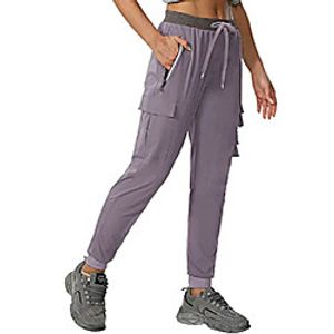 Womens Cargo Joggers Pants with Pockets Water Resistant Lightweight Slim Fit Hiking Workout Athletic Running Track Tapared Pants Plus Size Bordeaux XL Lightinthebox