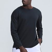 Men's T shirt Tee Gym Shirt Running Shirt Training Shirt Men Tops Crew Neck Long Sleeve Sports  Outdoor Vacation Going out Casual Daily Quick dry Moisture Wicking Breathable Soft Plain Black White Lightinthebox - thumbnail