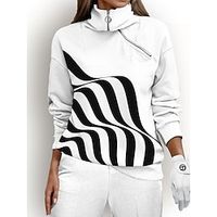 Women's Golf Pullover Sweatshirt Black White Red Long Sleeve Thermal Warm Top Stripes Ladies Golf Attire Clothes Outfits Wear Apparel miniinthebox