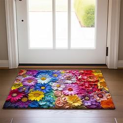 Rainbow Flowers Doormat Non-Slip Oil Proof Rug Indoor Outdoor Mat Bedroom Decor Bathroom Mat Entrance Rug Door Mat Lightinthebox