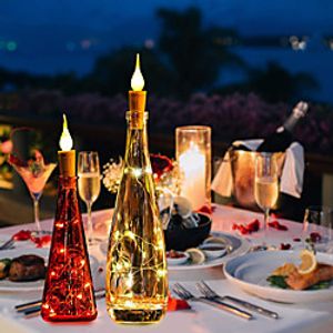Fairy Lamp String with Flame Effect Cork Shaped Lamp String 2-10 Pack 2M 20 LEDs Firefly Craft Bottle Lights Battery Operated Candle Lights for Wine Bottles miniinthebox