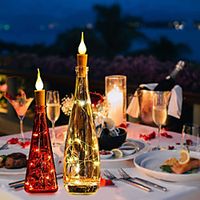 Fairy Lamp String with Flame Effect Cork Shaped Lamp String 2-10 Pack 2M 20 LEDs Firefly Craft Bottle Lights Battery Operated Candle Lights for Wine Bottles miniinthebox - thumbnail
