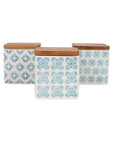 Ladelle Positano Aqua 600ML Canister Assorted 1 Piece Stoneware